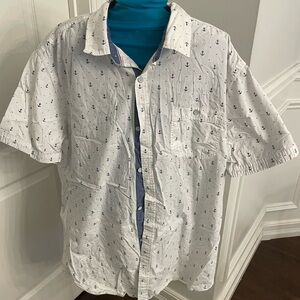 Free Planet White Nautical Print Men's Shirt